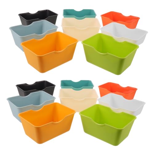 OSALADI Mini Storage Bins with Easy to Clean Surface and Versatile Usage Small Plastic Organizer Baskets 16pcs Colorful Rectangle Storage Trays Random Color for Office and Bathroom Use
