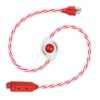 OSKOS Indoor Extension Cord with Foot Switch, 3 Grounded Outlets, Lighted Switch, Red and White Spiral Wire, 6 Ft