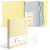 Ospelelf Vintage Hardcover 3 Ring 1 inch Leather Binder, Professional Binder Organizer Suitable for Letter Size, Binder Dividers with Tabs, Light Yellow