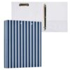 OSYWENRY Standard View 3 Ring Binder, White Navy Blue Stripe Durable Flexible Portable Waterproof Hardcover 1.5 Inch D Rings 500-Sheet Capacity Organizer 1PC