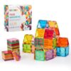 OugerToy 32-Pack Magnetic Tiles–Rainbow Builder Set