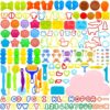 Oun Nana 170 PCS Bulk Playdough Tools for Kids Ages 3-8,Includes Rolling Pins,Rollers,Animal Letter & Number Cutters Molds,Dough Mat,Storage Bag,Safety Scissors,Plastic Knife