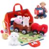 OUOZZZ Farm Stuffed Animals Sensory Toys Set for Toddlers 9.4" Playhouse
