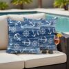 Outdoor Pillow Cover 16x16inch Set of 2, Nautical Compass Anchor Waterproof Decorative Throw Pillow Cover for Couch Sofa, Coastal Ocean Blue Theme Pillowcase Cushion Cases for Patio Garden Bed Car