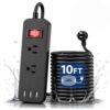 Outdoor Power Strip with 2 AC Outlets 3 USB Ports IPX4, 10FT Cord