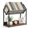 Outink Desktop Bookshelf Organizer, 2 Tier Wood Desk Shelf for Tabletop Storage, Small Desktop Shelf for Office Home Dorm, Table Shelf Book Rack for Books/Supplies/Decor Display (Black)