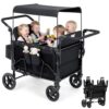OUTLANE 4-Seat Stroller Wagon, 300lb, Push/Pull, Canopy, Snack Trays, Black