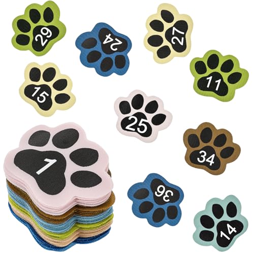 Outus 36 Pcs Classroom Paw Carpet Marker Spots 5'' Paw Carpet Dots Line up Spot for Classroom Rug Floor, Marker for Teacher Supplies School Decoration(Boho,Number 1-36)