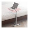 Overbed Table Portable Side Table Lazy Table Adjustable Height and Angle Standing Desk with Wheels (Color : Blue) (Pink)