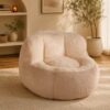 Oversized Bean Chair,Plush Faux Fur Lounge Chair with High Back,No Assembly