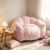Oversized Pink Flower‑Shaped Bean Bag Chair for Adults, Fluffy Faux Fur Lazy Sofa with Side Pocket, Anti‑Slip Padded Floor Lounge Chair, Cozy Reading Sofa Chair for Bedroom Dorm Living Room