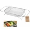 Over the Sink Colander, Expandable Stainless Steel Mesh Strainer Basket, Adjustable Telescopic Handles, Hanging Kitchen Vegetable Fruit Drainer with Removable Silicone Feet
