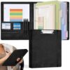 OVESMUSL PU Leather 3 Ring Binder 1 Inch Clipboard Black