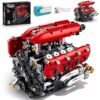 OWNONE 1 V8 Engine Model Kit that Runs, 1370PCS 8-Cylinder Engine Building Blocks Set with Motor, Build Your Own Visible Working Model Car Engineering Block Kit, STEM Toy for Adults Kids Gifts