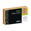Oxford Neon Index Cards, 3" x 5", Ruled, Assorted Colors, 100 Per Pack (40279)