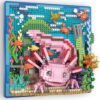 OYICAI Axolotl Animal 3D Wall Art Micro Mini Building Blocks Set, Unique Home Wall Decor or Table Display, No Compatible with Lego, Ideal Gift Toy for Adults & Boys Girls 14+ (1447 PCS)