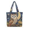 Ozuxouey Vintage Quilted Tote Bag, Night Owl Women Shoulder Bag