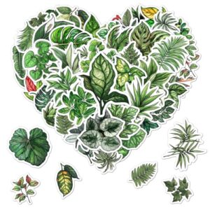 Pack 50 Pcs Cute Green Plant Stickers for Water Bottles Funny Laptop Luggage Computer Scrapbooking Phone Kids Teens Girls Adults Aesthetic Waterproof Sticker Small Vinyl Decals