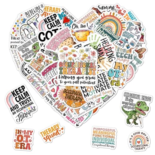Pack 50 Pcs OT Occupational Therapy Stickers for Water Bottles Funny Laptop Cups Luggage Scrapbooking Teens Kids Girls Boys Adults Waterproof Aesthetic Sticker Small Vinyl Decals