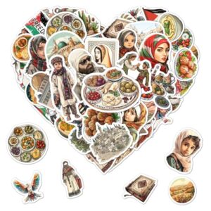 Pack 50 Pcs Palestine Stickers for Water Bottles Funny Laptop Cups Luggage Scrapbooking Phone Case Teens Kids Girls Boys Adults Waterproof Aesthetic Sticker Small Vinyl Decals