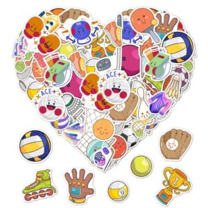 Pack 50 Pcs Sports Stickers for Water Bottles Waterproof Laptop Luggage Helmet Computer Scrapbooking Teens Adults Girls Boys Cute Funny Aesthetic Sticker Packs Small Vinyl Decals