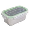 PacknWood 294IBOX620 stainless steel Lunchbox with clear PP lid, stainless steel container, stainless steel food containers, stainless steel containers - 21oz L:6.41in W:3.93in H:2.55in - 6pcs