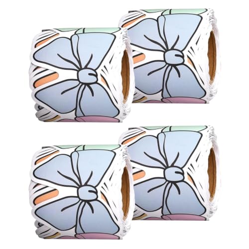 PACKOVE 4 Rolls Self-Adhesive Pastel Bowknot Bulletin Board Borders for Classroom and Home, Coated Paper Stickers, Easy to Apply and Remove, Extended Decorating Capability for Blackboard