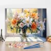 Paint by Numbers for Adults Beginners Bouquet Flowers in Glass Vase Paint by Number Kits,Autumn Vase Flowers DIY Paint by Numbers Kits on Canvas Still-life Painting Artwork for Adults,16x20inch