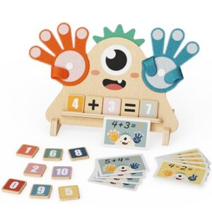 Paisure Finger Counting Math Toy for Kids 3-5, Montessori Monster Math Toy with Number Blocks, Hands-On Addition & Subtraction Learning Toy, Educational Birthday Gift for Toddlers