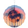 Palm Tree Sunset Wind Spinner 10in 3D Metal Hanging Outdoor Garden Decor