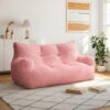 Pamapic 59" Corduroy Bean Bag Chair,2 Seat Loveseat Sofa,Ultra Soft Dutch Velvet,Fluffy Comfort Cover,Corduroy Lazy Sofa Bed for Adults,Fit Living Room, Bedroom,Outdoor Spaces,72h Rebound,Pink