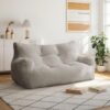 Pamapic 59" Corduroy Bean Bag Chair,2 Seat Loveseat Sofa,Ultra Soft Dutch Velvet,Fluffy Comfort Cover,Corduroy Lazy Sofa Bed for Adults,Fit Living Room, Bedroom,72h Rebound,Light Gray