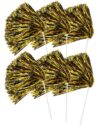 PAMASE 6 Pack Long Baton Handle Pom Poms Cheerleading, Black Gold