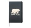 Papa Bear With Two Cubs Polar Bear Family Hardcover Journal, Black