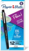 Paper Mate Flair Felt Tip Pens Medium Point Black | 0.7mm | Smear Resistant | Water-Based | Pack of 144