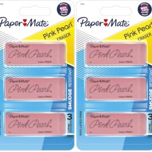 Paper Mate Pink Pearl Erasers, Large, 3 Count (Pack of 2)