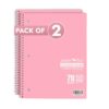 Paper Rite College Ruled Spiral Notebook, Pack of 2 – 1 Subject, 70 Sheets, Pastel Red, 10.5 x 8.18 Inch, Durable Soft Cover Notebooks for School, Office, Home & Journaling