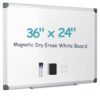 Paporia 36"x24" White Board for Wall, Aluminum Frame Dry Erase Board, Hanging Magnetic Whiteboard with 1 Eraser & 2 Markers & 4 Magnets for Home, School, Office, Dorm Room, Classroom