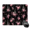 Paris Eiffel Tower Daisy Flowers Gaming Mousepad Rubber Base 18 * 22cm