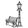 Park Bench and Street Lamp Metal Wall Art WallArt Decor Metal Outdoor Decor Metal Signs Gothic Vintage Wall Sculpture Exquisite Elegant Wall Decoration for Living Room Bedroom Bathroom Black 12in