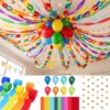 Party Decorations Kit 300 Sheets Colorful Paper Chains Strips and 866 ft Crepe Paper Streamers, 157ft Gold Star Garlands Backdrop, 30Pcs Balloons for Birthday Party Decorations DIY Crafts Colorful