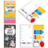 Pasimy 2 Pcs Teacher Sticky Notes Gifts, Teaching is a Work of Heart Sticky Note Apple Ruler Pencil Self-stick Notepads Writing Memo Pad Page Back to School Appreciation Gift Office Supplies (Classic)
