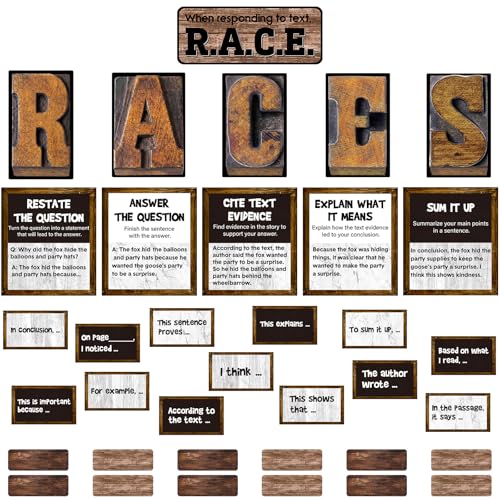 Pasimy 49 Pcs Races Writing Strategy Decorations Industrial Chic Cutouts with Sentence Beginning Classroom Writing Process Bulletin Board Decor for Elementary Home School Classroom Wall Decoration
