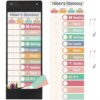 Pasimy Daily Schedule Pocket Chart with 31 Reusable Cards and 14 Pockets Classroom Decor Farmhouse Schedule Charts for School Office Home Educational Activity (Rainbow)