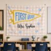 Pastel Gingham First Grade Pennant Teacher Classroom Tapestry