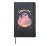 Pastel Pink Manatee on Donut Pool Float with Sunglasses, Hardcover Journal, Black