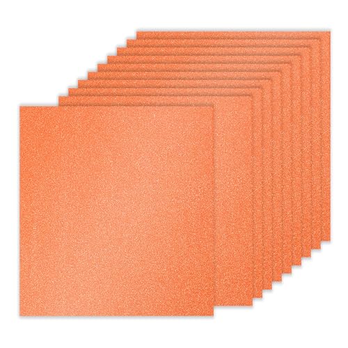 PATIKIL 10Sheets Orange Glitter Cardstock Paper, 12 x 12 in 250gsm Square Premium Sparkly Paper Craft Cardstock Paper for Scrapbook Card Making DIY Art Projects Wedding Party