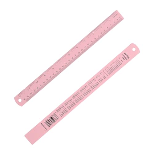 PATIKIL 30cm/12 inch Metal Ruler, Aluminum Alloy Metric Ruler with Inches and Centimeters Precision Measuring for Office Engineering Drafting, Pink