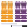 PATIKIL 80 Pairs Sports Eye Black Stickers, Under Eye Black Strips Football Face Stickers Breathable Eyeblack Sticker with Pencil for Baseball Fans on Game Day, Orange/Purple