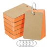 PATIKIL Blank Index Cards with Ring, 300Pcs Colored Blank Flash Card 3.5" x 2" Note Card Study Card for Memory Learning Studying Office Supplies, Orange